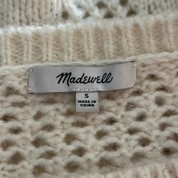 Madewell Diamond-Stitch Crewneck Crop Sweater - Cream - Picture 9 of 10